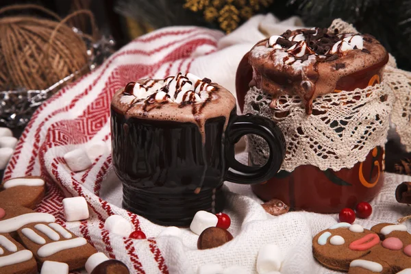 Two cups of cocoa — Stock Photo, Image