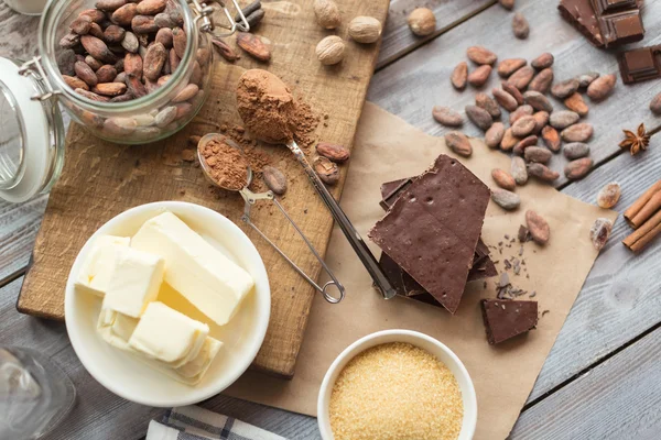 Ingredientes para el pastel de chocolate —  Fotos de Stock