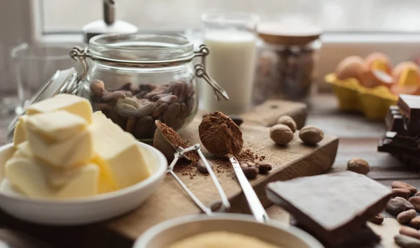 Ingredientes para el pastel de chocolate — Foto de Stock