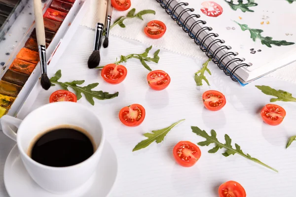 Tomate cereja ans arugula — Fotografia de Stock