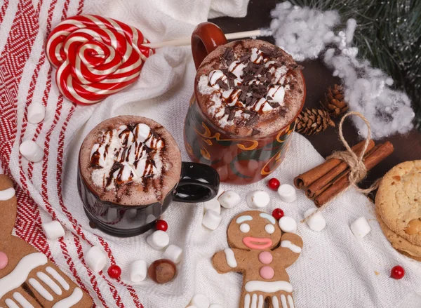 Two cups of cocoa — Stock Photo, Image