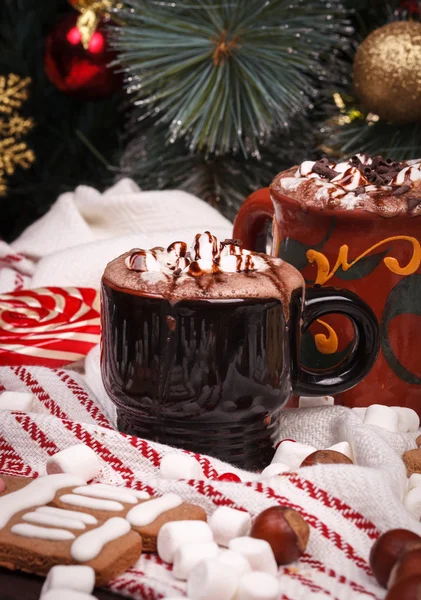 Two cups of cocoa — Stock Photo, Image