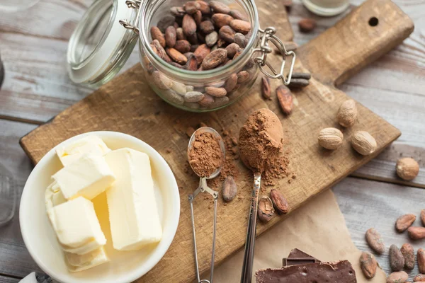 Ingredientes para o bolo de chocolate — Fotografia de Stock