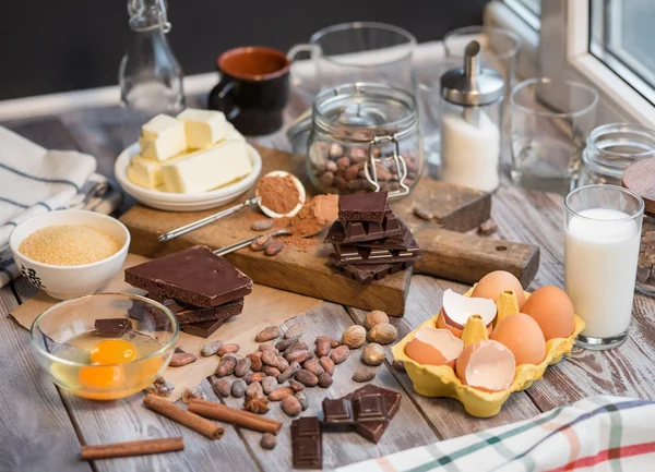 Ingredients for the chocolate cake — Stock Photo, Image