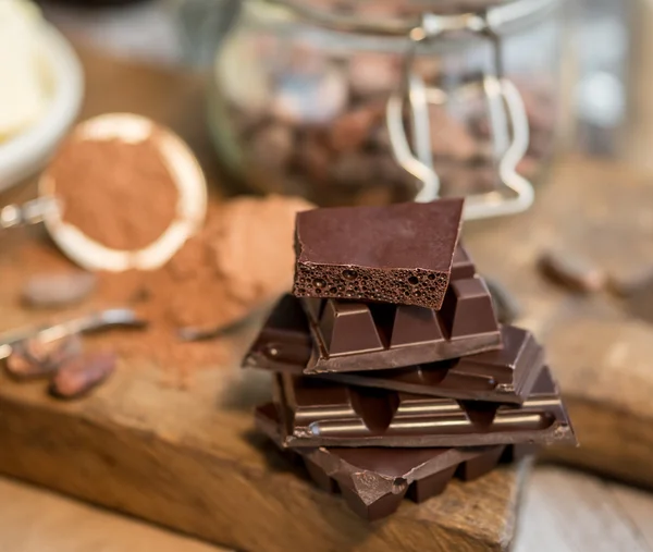 Cacao in polvere e fagioli — Foto Stock