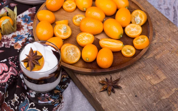 Kumquat and physalis dessert — Stock Photo, Image