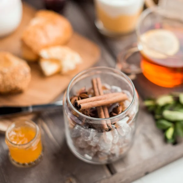 Sugar and cinnamon in the jar — Stock Photo, Image