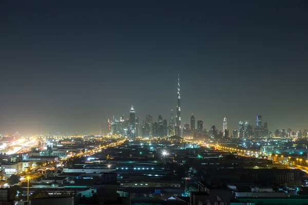 Panoramy Dubaju w nocy — Zdjęcie stockowe