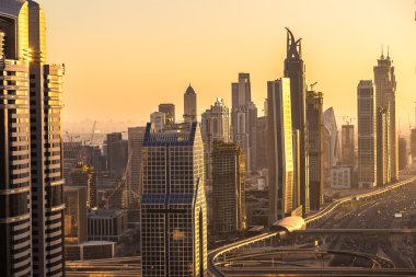 Downtown Dubai ve skysrapers