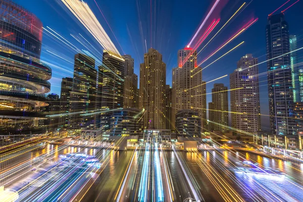 Dubai marina in una notte d'estate — Foto Stock