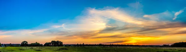 Bella alba sul campo verde — Foto Stock