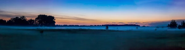 Hermoso amanecer sobre el campo verde — Foto de Stock