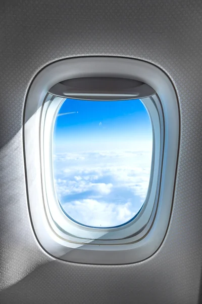 Vista attraverso la finestra dell'aereo Foto Stock