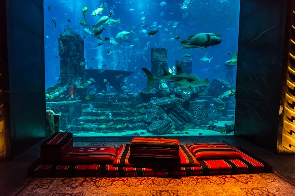 Großes aquarium im hotel atlantis in dubai — Stockfoto