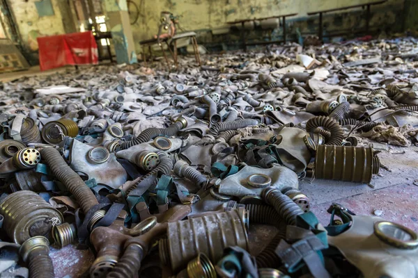 Gas maskers in Pripyat, Chernobyl — Stockfoto