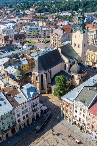 Fågelperspektiv Lviv i Ukraina — Stockfoto