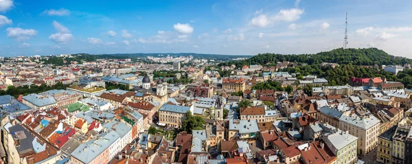 Vista a volo d'uccello di Leopoli in Ucraina — Foto Stock