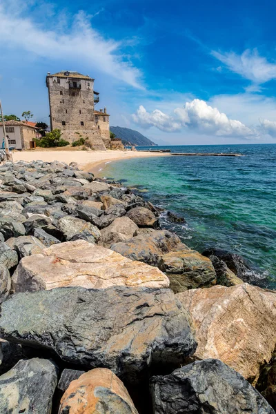 Ouranoupolis torony a Chalkidiki-félsziget — Stock Fotó