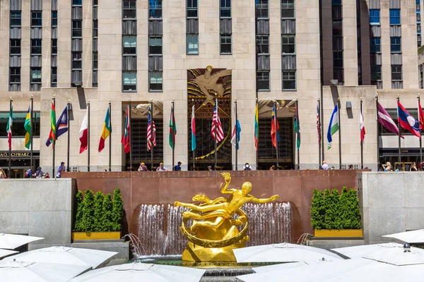 Nowość York City Usa Marca 2020 Statua Prometeusza Rockefeller Center — Zdjęcie stockowe