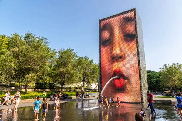 Chicago Usa March 2020 Crown Fountain Millennium Park Chicago Illinois — Stock Photo, Image