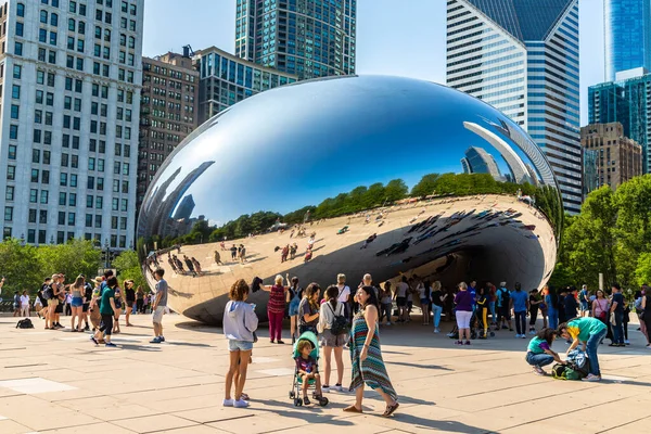 Chicago Eua Março 2020 Escultura Cloud Gate Millennium Park Dia — Fotografia de Stock
