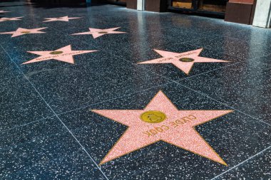 LOS ANGELES, HOLYWOOD, ABD - 29 Mart 2020: Los Angeles, California, ABD 'deki Hollywood Şöhret Yolu' nun boş yıldızı