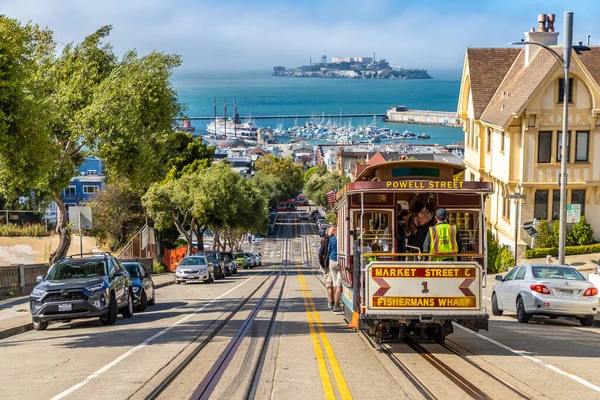 San Francisco Usa Marca 2020 Kolejka Linowa Wyspa Więzienna Alcatraz — Zdjęcie stockowe