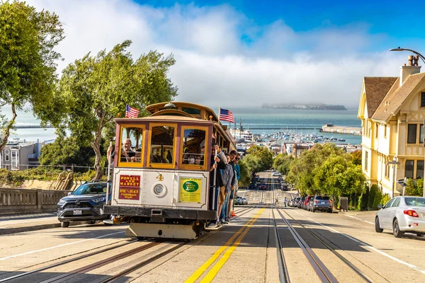 San Francisco Usa März 2020 Die Seilbahn Und Die Gefängnisinsel — Stockfoto