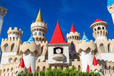 LAS VEGAS, ABD - 29 Mart 2020: Las Vegas, Nevada, ABD 'deki Excalibur Hotel & Casino