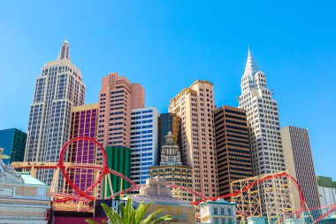 LAS VEGAS, ABD - 29 Mart 2020 Las Vegas, Nevada, ABD 'deki New York Otel ve Kumarhanesi