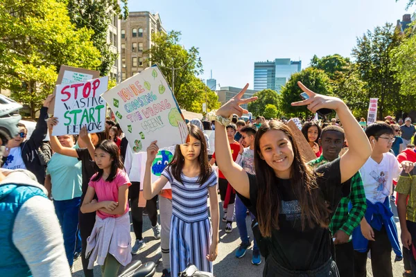 Toronto Canada Septembre 2019 Grève Mondiale Pour Climat Marche Pour — Photo