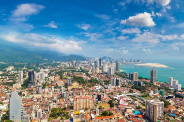 Georgetown, Penang Adası, Malezya 'nın panoramik hava manzarası