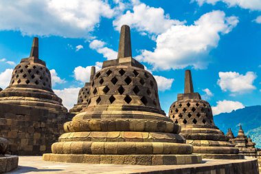 Yogyakarta şehri yakınlarındaki Buddist tapınağı Borobudur, Orta Java, Endonezya