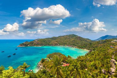 Tayland 'daki Koh Tao adasının panoramik hava manzarası