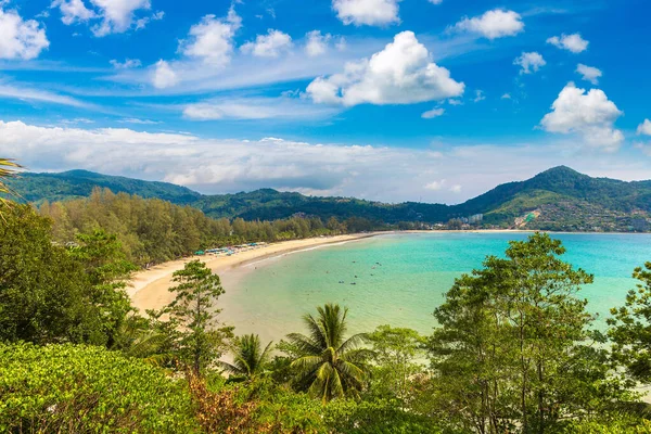 Vista Panorámica Playa Kamala Isla Phuket Tailandia Día Soleado — Foto de Stock