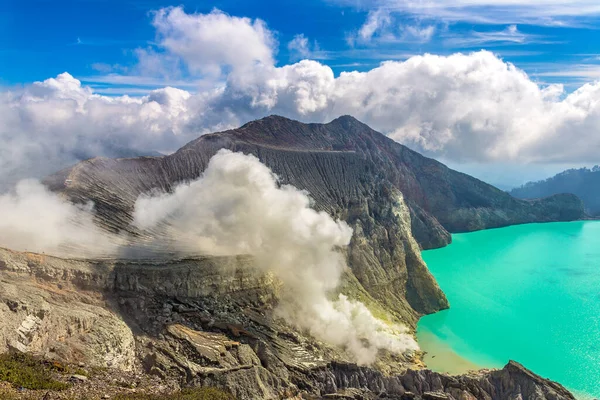 Cratere Panoramico Vulcano Attivo Ijen Isola Java Indonesia — Foto Stock