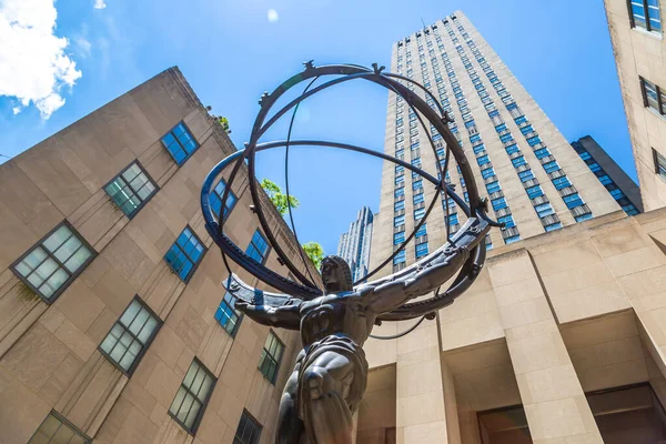 New York City Usa Marzo 2020 Statua Atlante Rockefeller Center — Foto Stock