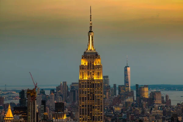 Нью Йорк Сша Марта 2020 Года Панорамный Вид Манхэттен Ночью — стоковое фото