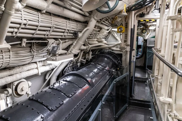 NEW YORK CITY, ABD - 29 Mart 2020: Denizaltı USS Growler New York City Intrepid Sea, Air and Space Museum Complex, New York, ABD.