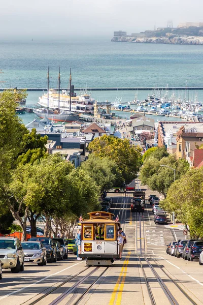 San Francisco Сша March 2020 Cable Car Tram Alcatraz Тюремний — стокове фото