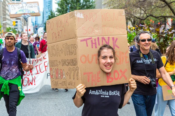 Toronto Canadá Septiembre 2019 Huelga Global Por Clima Marcha Por —  Fotos de Stock