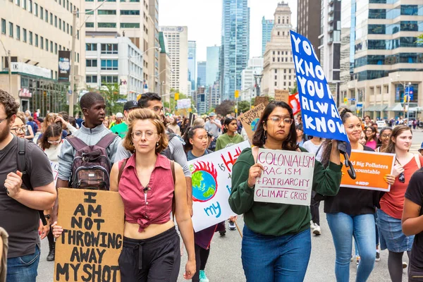 Торонто Канада Сентября 2019 Года Глобальная Забастовка Климат Марш Климатическую — стоковое фото