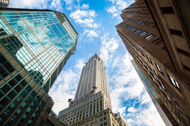 NEW YORK CITY, ABD - 15 Mart 2020: Manhattan, New York 'taki Chrysler Binası Cephesi, ABD