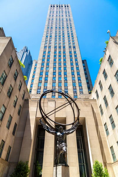 New York City Usa Marzo 2020 Statua Atlante Rockefeller Center — Foto Stock