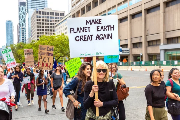 Toronto Canadá Septiembre 2019 Huelga Global Por Clima Marcha Por — Foto de Stock