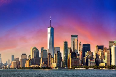 Panoramic view of Manhattan cityscape in New York City at sunset, NY, USA clipart