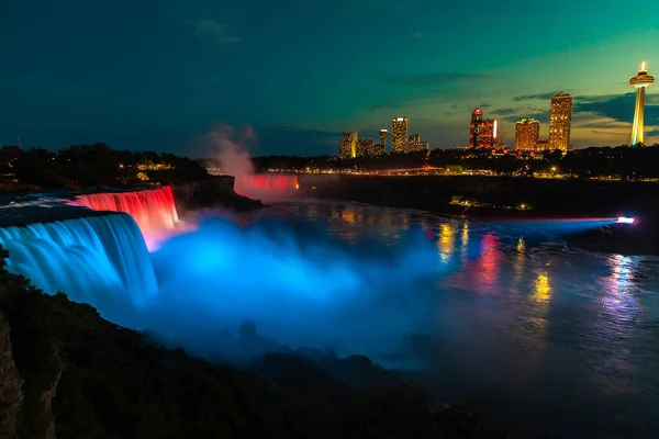 Nachtansicht Amerikanischer Wasserfälle Niagarafall Usa Von Der Amerikanischen Seite — Stockfoto