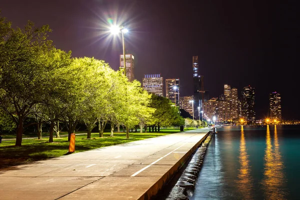 Cidade Panorâmica Chicago Noite Illinois Eua — Fotografia de Stock