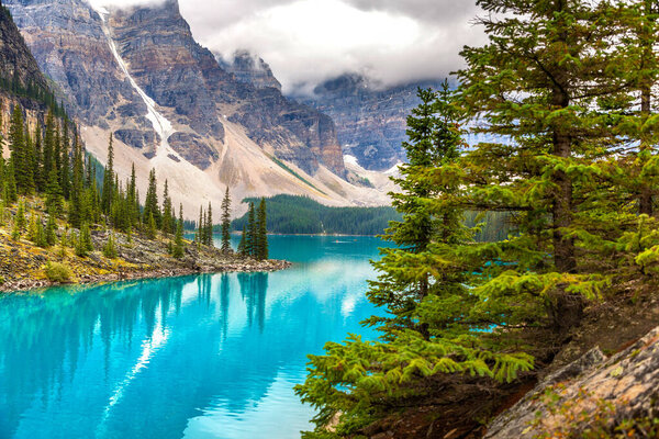 Panoramic view of Lake Moraine, Banff National Park Of Canada