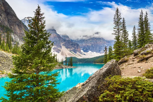 Vue Panoramique Lac Moraine Parc National Canada Banff — Photo